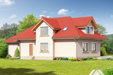  Projekt domu sławków + garaż (KRP1215) - projekt domu parterowego z poddaszem - Zdjęcie 2