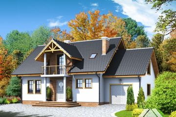  Projekt domu polanów (KRP1241) - projekt domu parterowego z poddaszem - Zdjęcie 1