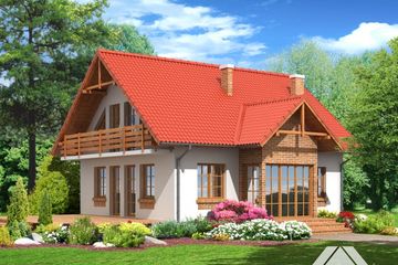  Projekt domu leszczyny (KRP1256) - projekt domu parterowego z poddaszem - Zdjęcie 1