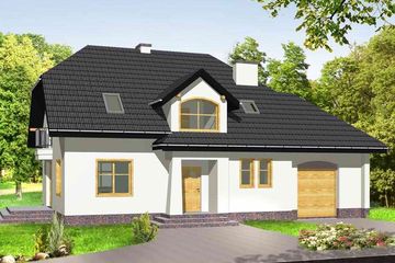  Projekt domu Pogodny II (WAH1066) - projekt domu parterowego z poddaszem - Zdjęcie 1