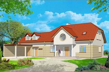  Projekt domu z firmą (WAH1130) - projekt domu parterowego z poddaszem - Zdjęcie 1