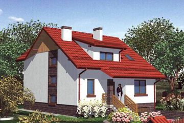 Projekt domu APS 007 - parterowy z poddaszem dom o powierzchni 135,90 m², dach czterospadowy, koszt budowy 368 000 zł - ujęcie frontu