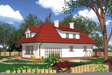 Projekt domu APS 020 - parterowy z poddaszem dom o powierzchni 194,10 m², dach czterospadowy - ujęcie 2