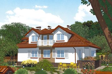 Projekt domu APS 021 - parterowy z poddaszem dom o powierzchni 209,20 m², dach kopertowy - ujęcie 2