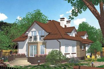 Projekt domu APS 023 - parterowy z poddaszem dom o powierzchni 228,70 m², dach kopertowy - ujęcie 2