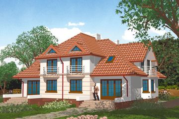 Projekt domu APS 024 - parterowy z poddaszem dom o powierzchni 140,20 m², dach kopertowy - ujęcie 2