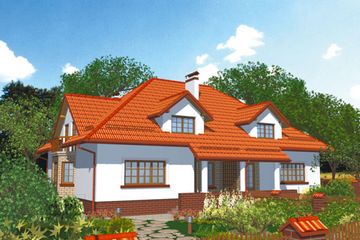Projekt domu APS 025 - parterowy z poddaszem dom o powierzchni 172,60 m², dach kopertowy - ujęcie 2