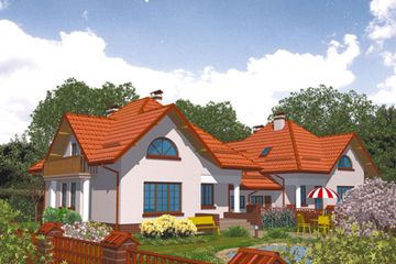 Projekt domu APS 050 - parterowy z poddaszem dom o powierzchni 148,30 m², dach kopertowy - ujęcie 2