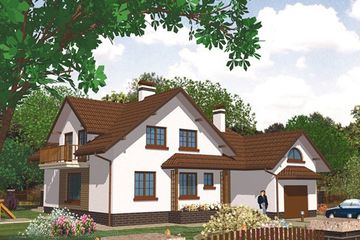 Projekt domu APS 064 - parterowy z poddaszem dom o powierzchni 193,20 m², dach dwuspadowy, koszt budowy 501 000 zł - ujęcie frontu
