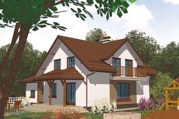 Projekt domu APS 064 - parterowy z poddaszem dom o powierzchni 193,20 m², dach dwuspadowy - ujęcie 2