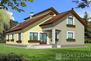  Projekt domu BOROMIR wariant A z antresolą, garażem i wiatą (WRD1310) - projekt domu parterowego z poddaszem - Zdjęcie 2