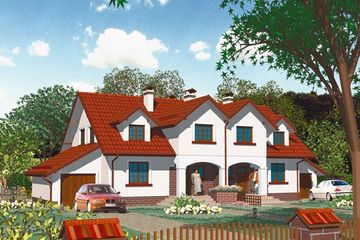 Projekt domu APS 066 - parterowy z poddaszem dom o powierzchni 125,80 m², dach dwuspadowy - ujęcie frontu