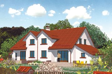Projekt domu APS 066 - parterowy z poddaszem dom o powierzchni 125,80 m², dach dwuspadowy - ujęcie 2