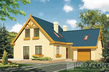  Projekt domu SOSENKA C z pojedynczym garażem wydłużona (WRD1434) - projekt domu parterowego z poddaszem - Zdjęcie 1