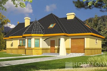  Projekt domu WANILIA B z niższą wieżyczką (WRD1447) - projekt domu parterowego z poddaszem - Zdjęcie 1