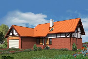  Projekt domu WM 04 Kowalik etap II z murem pruskim (GDB1024) - projekt domu parterowego z poddaszem - Zdjęcie 1