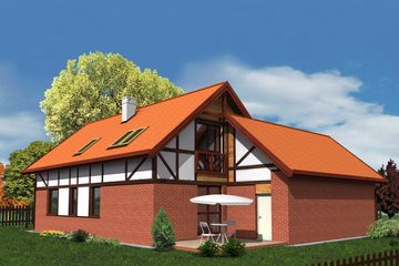  Projekt domu WM 04 Kowalik etap II z murem pruskim (GDB1024) - projekt domu parterowego z poddaszem - Zdjęcie 2