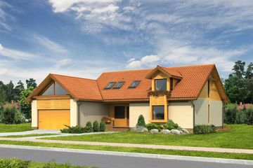  Projekt domu WM 09 Skowronek etap II elewacja klinkierowa (GDB1031) - projekt domu parterowego z poddaszem - Zdjęcie 1