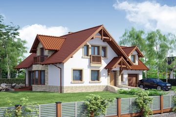 Projekt domu TYMON - parterowy z poddaszem dom - ujęcie frontu