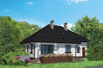 Projekt domu APS 212 - parterowy z poddaszem dom o powierzchni 137,70 m², dach kopertowy - ujęcie 2