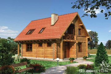  Projekt domu Ryś - bal drewniany (KRD2262) - projekt domu parterowego z poddaszem - Zdjęcie 1