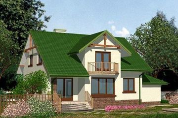 Projekt domu APS 008 + G - parterowy z poddaszem dom o powierzchni 140,20 m², dach dwuspadowy - ujęcie 2
