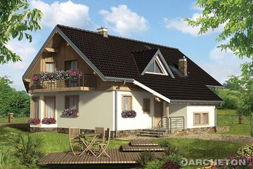  Projekt domu Turmalin Feluś - szkielet drewniany prefabryk. (KRD2277) - projekt domu parterowego z poddaszem - Zdjęcie 1