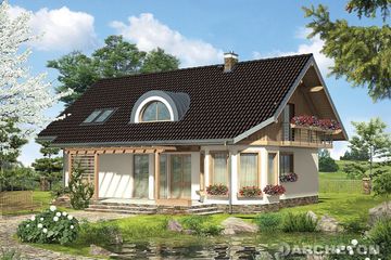  Projekt domu Turmalin Feluś - szkielet drewniany prefabryk. (KRD2277) - projekt domu parterowego z poddaszem - Zdjęcie 2