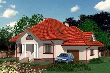 Projekt domu APS 017+G - parterowy z poddaszem dom o powierzchni 167,20 m², dach kopertowy, koszt budowy 453 000 zł - ujęcie frontu