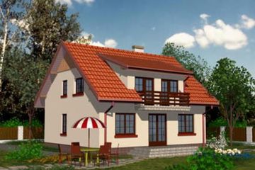 Projekt domu APS 032 + G - parterowy z poddaszem dom o powierzchni 130,90 m², dach dwuspadowy - ujęcie 2