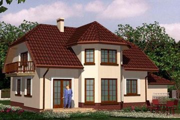 Projekt domu APS 044 + G - parterowy z poddaszem dom o powierzchni 172,30 m², dach naczółkowy - ujęcie 2