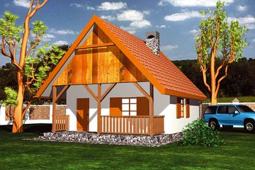  Projekt domu letniskowego BR-001 (KRG1048) - projekt domu parterowego - Zdjęcie 1
