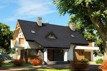  Projekt domu Nesea (KRW1006) - projekt domu parterowego z poddaszem - Zdjęcie 1