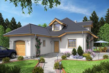  Projekt domu BRATEK 4 (WOA1027) - projekt domu parterowego z poddaszem - Zdjęcie 1