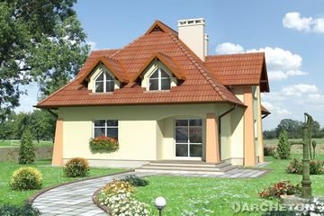 Projekt domu Gawęda - murowana - ceramika (KRD1354) - projekt domu parterowego z poddaszem - Zdjęcie 2