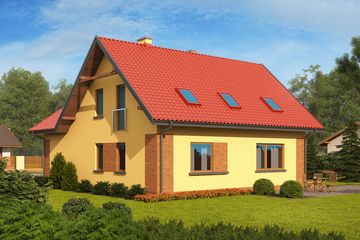 Projekt domu w Alabamie - parterowy z poddaszem dom o powierzchni 118,48 m², dach dwuspadowy - ujęcie 2