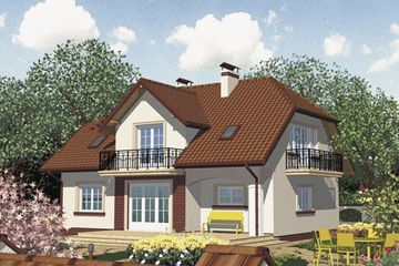 Projekt domu APS 118 - parterowy z poddaszem dom o powierzchni 161,50 m², dach naczółkowy - ujęcie 2