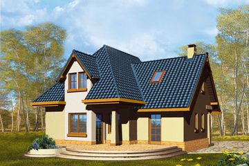 Projekt domu Kasjopea - parterowy z poddaszem dom o powierzchni 113,31 m², dach kopertowy - ujęcie 2