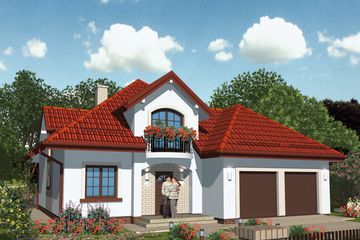 Projekt domu APS 249 - parterowy z poddaszem dom o powierzchni 143,50 m², dach namiotowy, koszt budowy 394 000 zł - ujęcie frontu