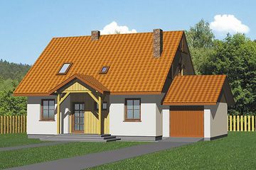  Projekt domu Domek Ciepły z garażem (SLF1013) - projekt domu parterowego z poddaszem - Zdjęcie 1