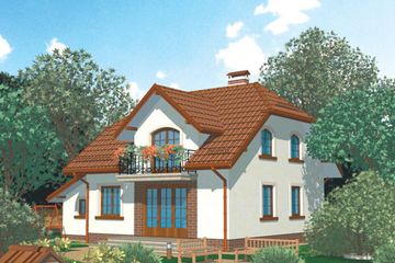 Projekt domu APS 146 - parterowy z poddaszem dom o powierzchni 119,80 m², dach naczółkowy - ujęcie 2