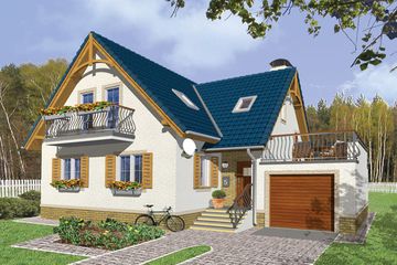  Projekt domu Strumyk z garażem (WRX1005) - projekt domu parterowego z poddaszem - Zdjęcie 1