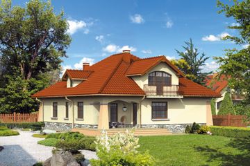 Projekt domu CA-002 - parterowy z poddaszem dom o powierzchni 120 m², dach kopertowy - ujęcie 2
