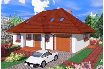  Projekt domu Sam (SLB1049) - projekt domu parterowego z poddaszem - Zdjęcie 1