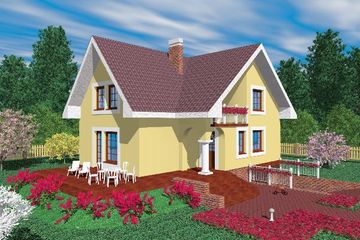 Projekt domu Hry - parterowy z poddaszem dom o powierzchni 156,10 m², dach czterospadowy - ujęcie frontu