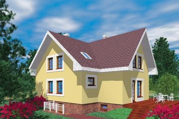Projekt domu Hry - parterowy z poddaszem dom o powierzchni 156,10 m², dach czterospadowy - ujęcie 2