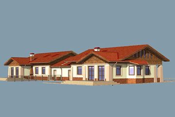 Projekt domu AR 164 AD1 - parterowy z poddaszem dom o powierzchni 194,41 m², dach dwuspadowy - ujęcie frontu