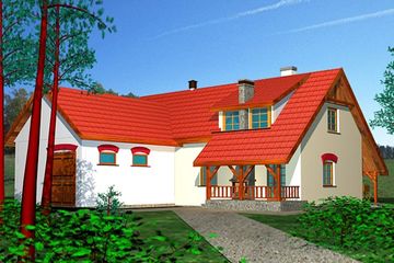  Projekt budynku inwentarskiego BR 043 (KRG1096) - projekt budynku parterowego z poddaszem - Zdjęcie 1