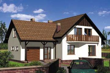 Projekt domu JELONEK II - parterowy z poddaszem dom - ujęcie frontu