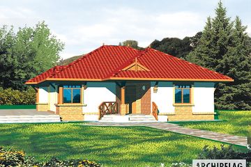 Projekt domu Weronika (e. II) - parterowy dom - ujęcie frontu